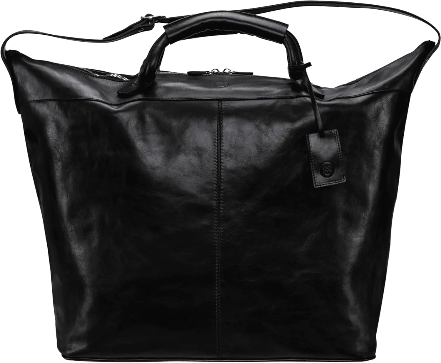 Maxwell Scott - Womens Luxury Italian Leather Travel Luggage Bag with Shoulder Strap and Twin Handles - The Fabrizio Black