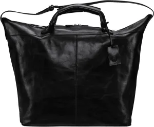 Maxwell Scott - Womens Luxury Italian Leather Travel Luggage Bag with Shoulder Strap and Twin Handles - The Fabrizio Black
