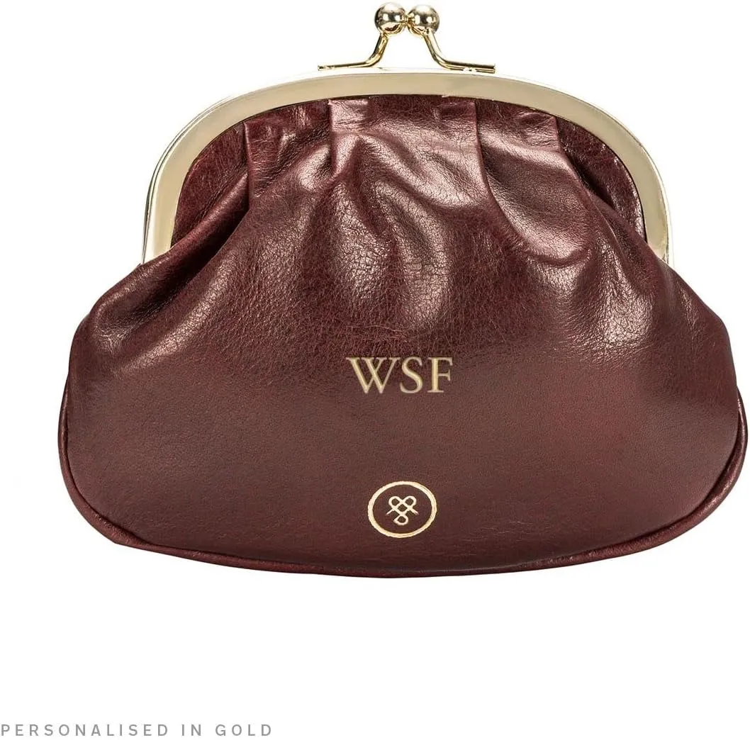 Maxwell Scott - Womens Luxury Leather Ball Clasp Coin Pouch Pocket Wallet - Made from Italian Full Grain Hides - The Sabina