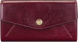 Maxwell Scott - Womens Luxury Leather Large Ball Clasp Wallet - Handmade from Premium Italian Hides - The Marcialla Burgundy Red