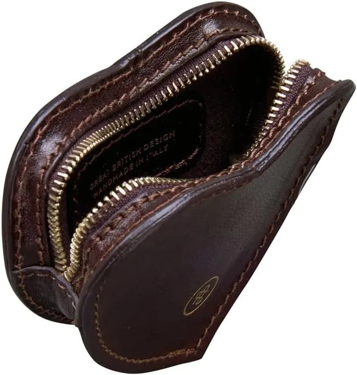 Maxwell Scott - Womens Luxury Leather Small Heart-Shaped Coin Wallet Purse - Handmade in Italy - The Mirabella Dark Brown