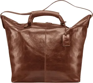 Maxwell Scott - Womens Luxury Leather Travel Luggage Bag with Shoulder Strap and Twin Handles - The Fabrizio Chestnut Tan