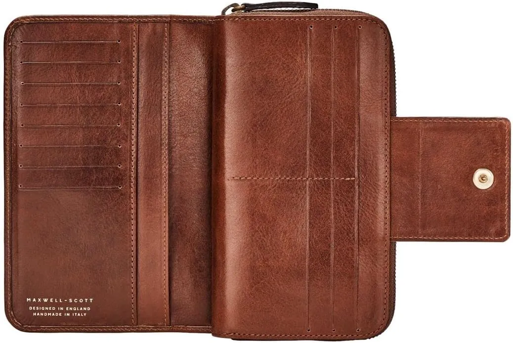 Maxwell Scott - Womens Luxury Leather Very Large Zip Around Purse Wallet - Made from Premium Hides - The Giorgia Chestnut Tan