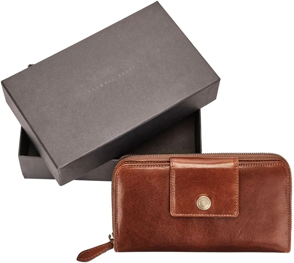 Maxwell Scott - Womens Luxury Leather Very Large Zip Around Purse Wallet - Made from Premium Hides - The Giorgia Chestnut Tan