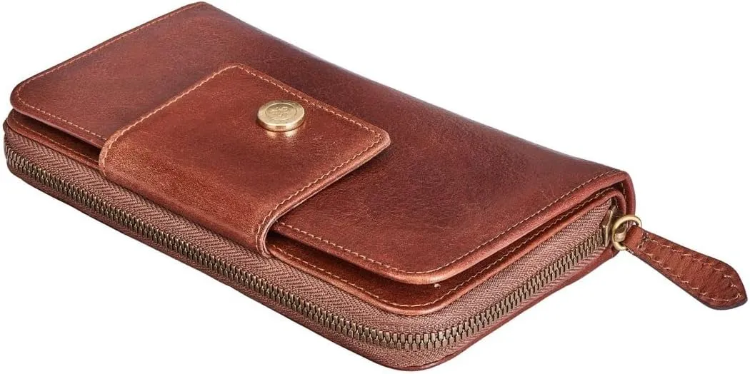 Maxwell Scott - Womens Luxury Leather Very Large Zip Around Purse Wallet - Made from Premium Hides - The Giorgia Chestnut Tan