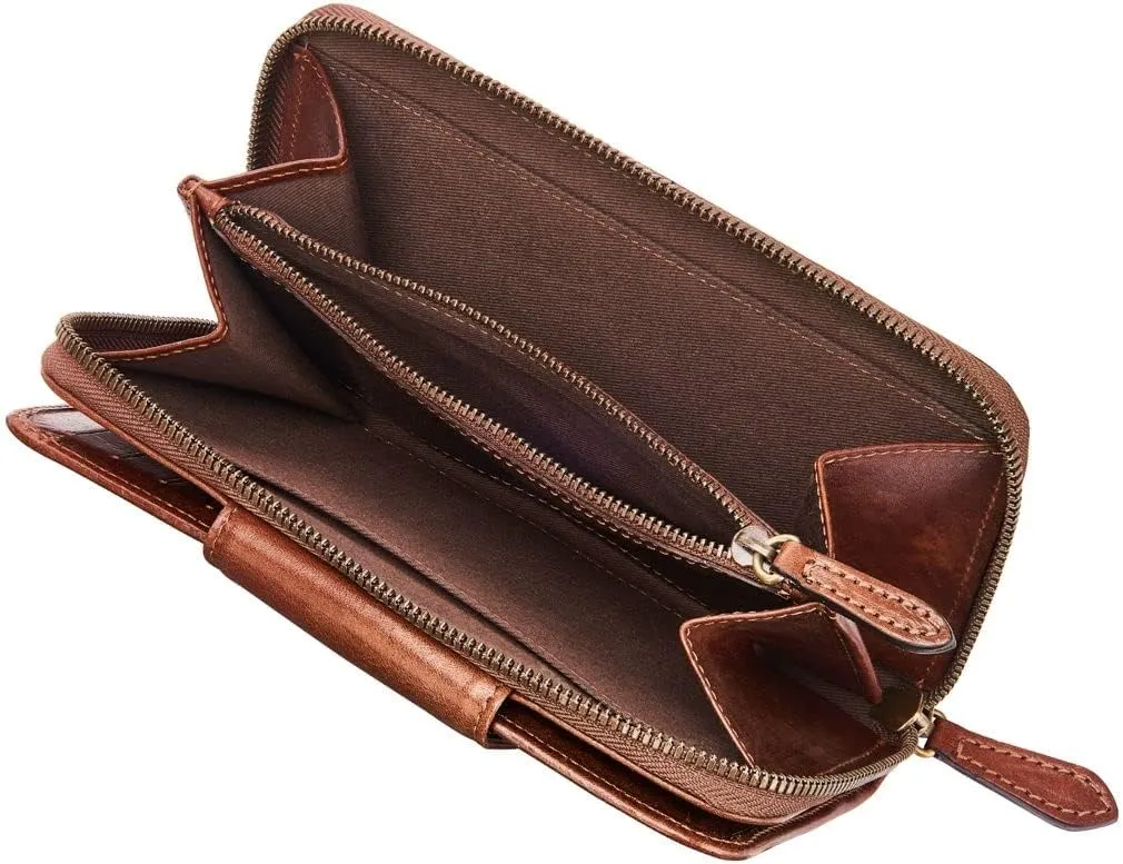 Maxwell Scott - Womens Luxury Leather Very Large Zip Around Purse Wallet - Made from Premium Hides - The Giorgia Chestnut Tan
