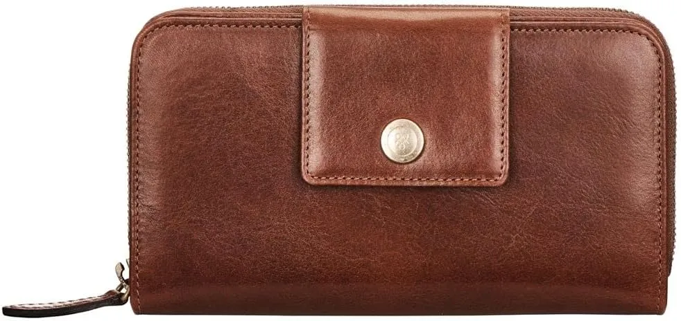 Maxwell Scott - Womens Luxury Leather Very Large Zip Around Purse Wallet - Made from Premium Hides - The Giorgia Chestnut Tan
