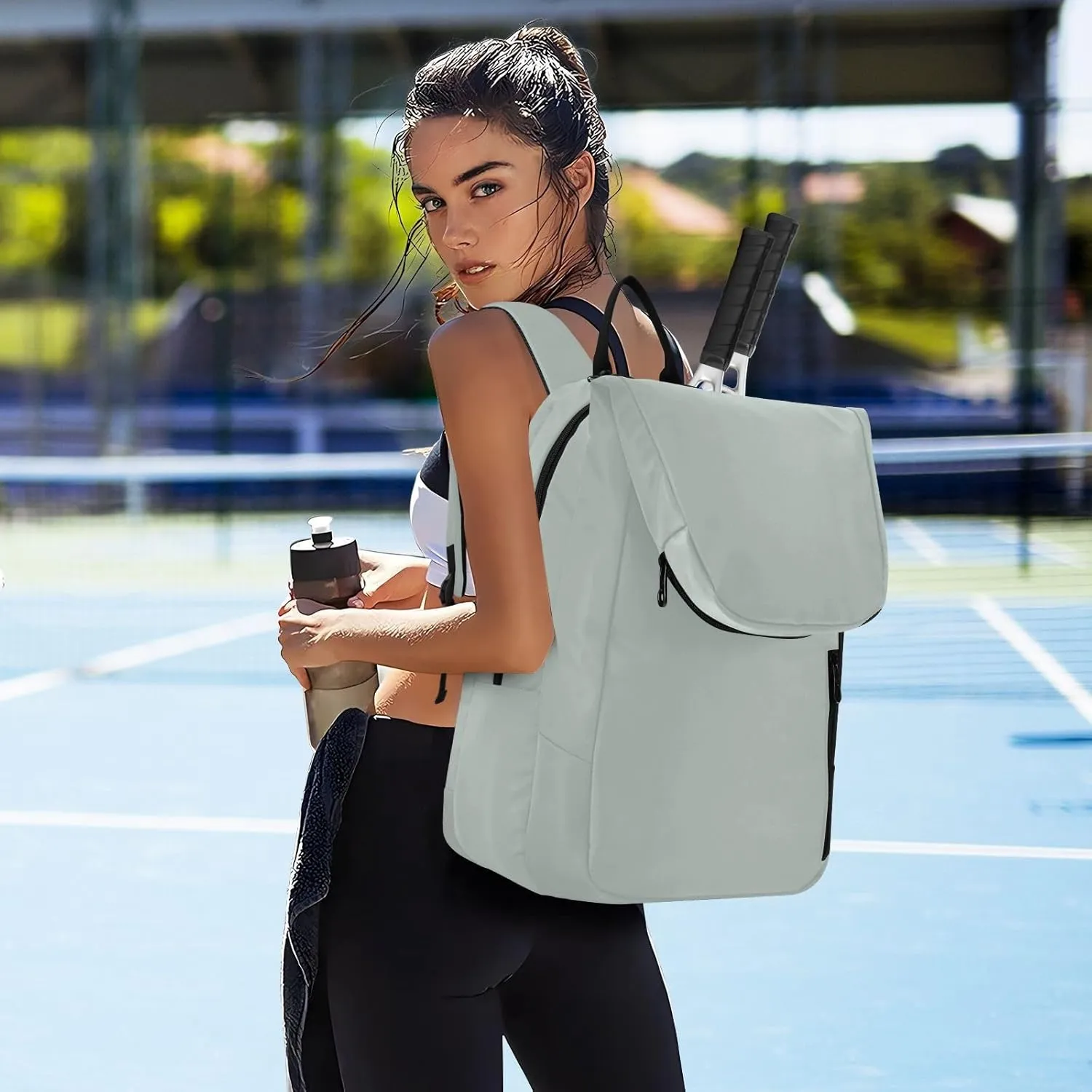 MCHIVER Tennis Bags for Men Women Tennis Backpack Hold 2 Rackets Badminton Racquet Backpack 11.81 * 7.87 * 17.11in