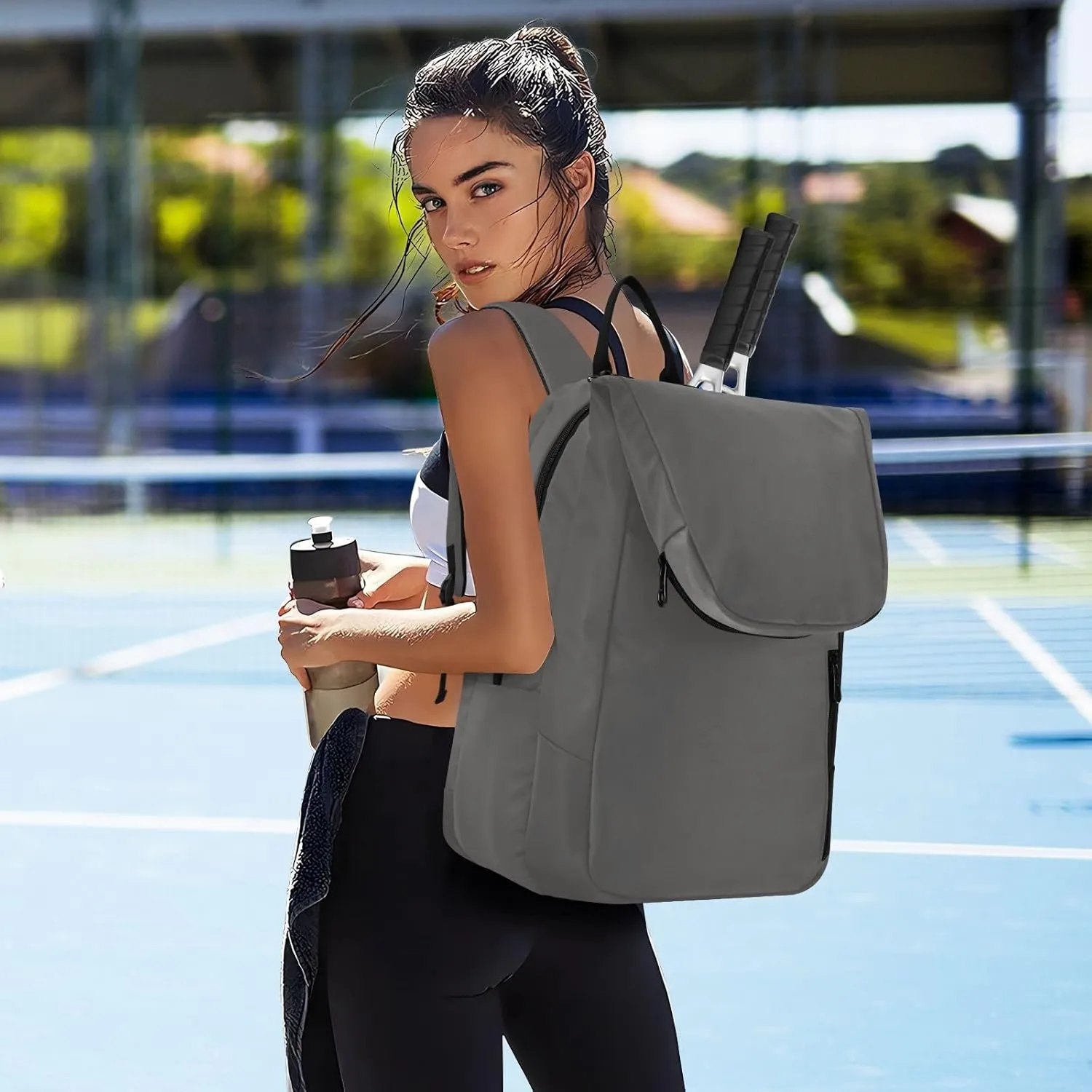 MCHIVER Tennis Bags for Men Women Tennis Backpack Hold 2 Rackets Badminton Racquet Backpack 11.81 * 7.87 * 17.11in