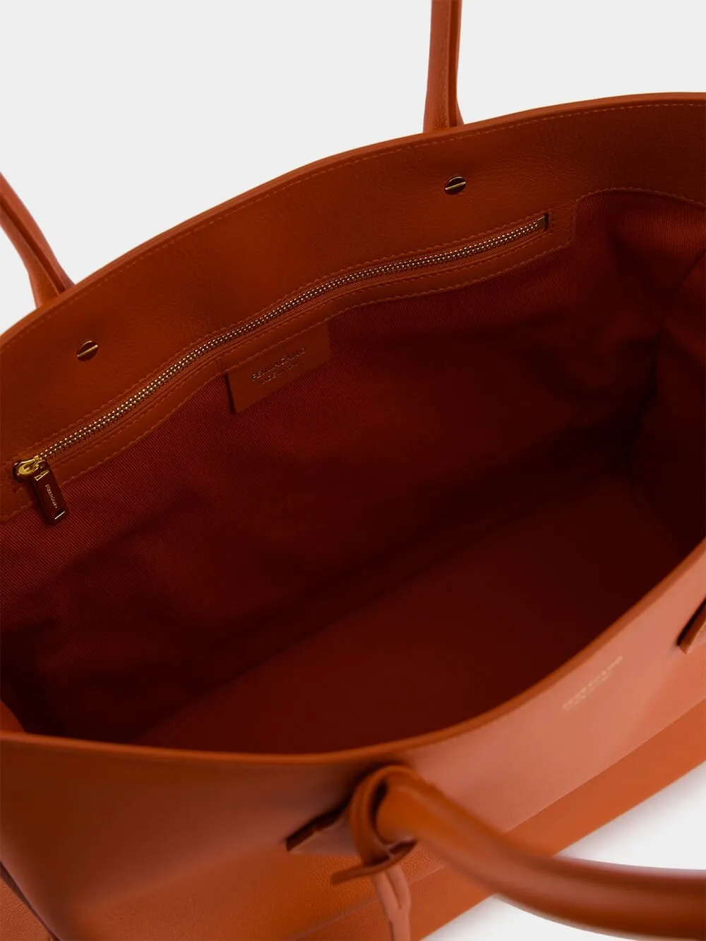 Medium Orange Leather Tote Bag