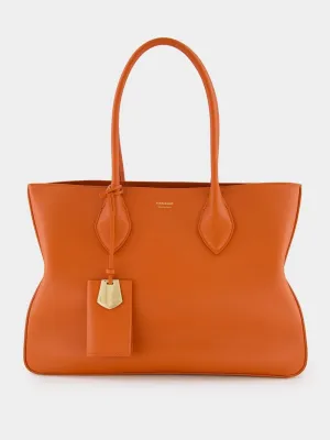 Medium Orange Leather Tote Bag