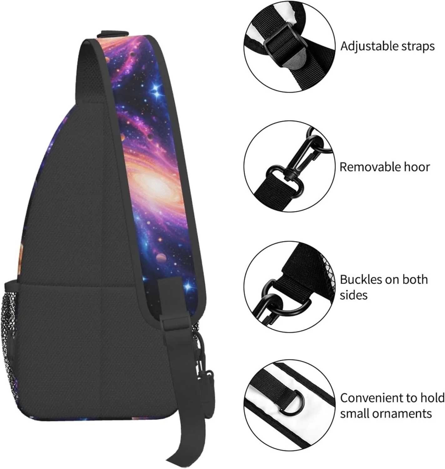Men & Women Sling Backpack Gym Bags Sack Daypack Outdoor Backpack - Anti-Theft Multipurpose Bookbag, Handy Crossbody Chest Rucksack - Solar System Galaxy Space Planet Art