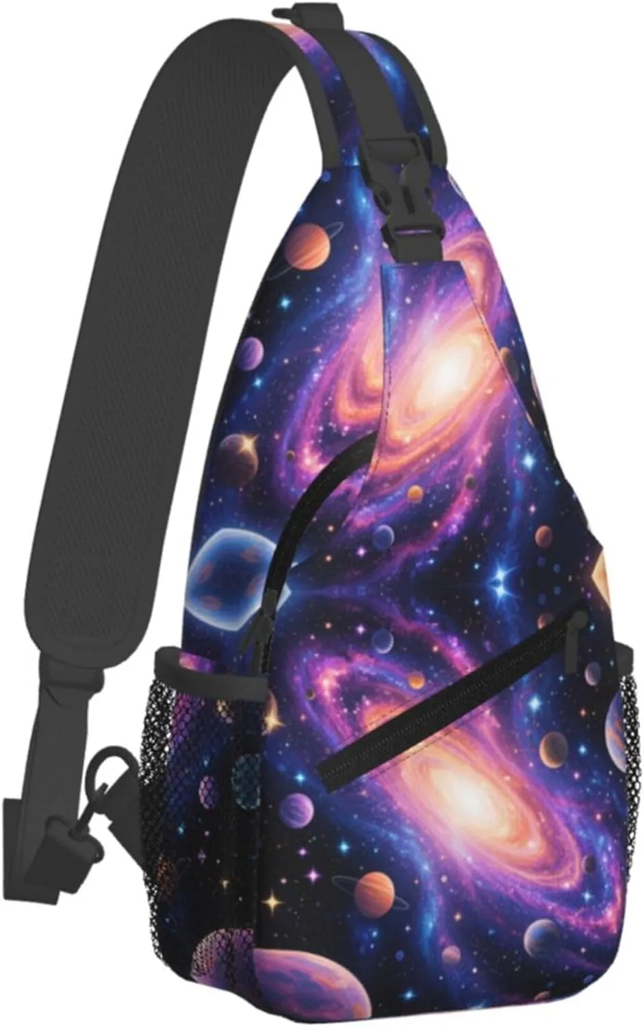 Men & Women Sling Backpack Gym Bags Sack Daypack Outdoor Backpack - Anti-Theft Multipurpose Bookbag, Handy Crossbody Chest Rucksack - Solar System Galaxy Space Planet Art