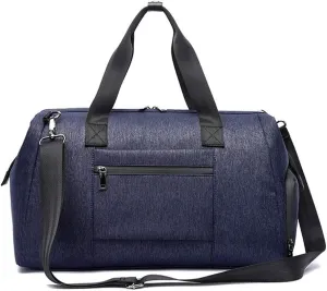 Men men Sports Gym Bag Nylon Luggage Handbag Overnight Weekender Overnight Travel Duffels with Waterproof Shoe Compartment Sports Overnight Gym Luggage Weekend Tot(Dark Blue)