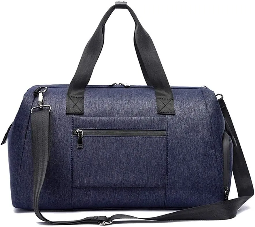 Men men Sports Gym Bag Nylon Luggage Handbag Overnight Weekender Overnight Travel Duffels with Waterproof Shoe Compartment Sports Overnight Gym Luggage Weekend Tot(Dark Blue)