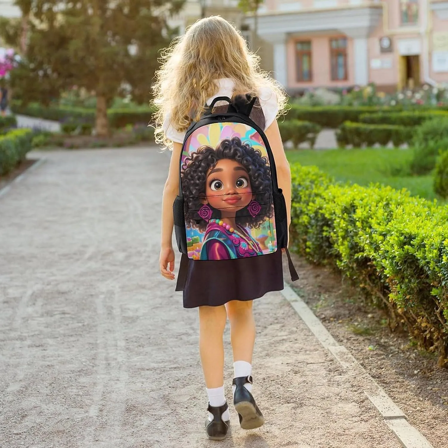 Men Women Lightweight Chic Cartoon Black Woman African American Woman Art Backpack Large Capacity Bookbag With Smooth Zippers for Gym Business Running