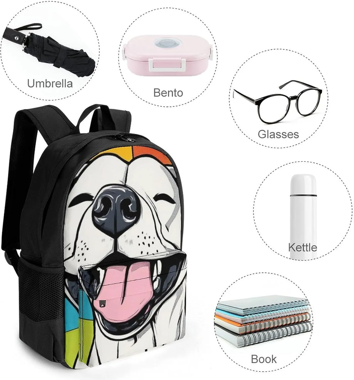 Men Women Polyester Checkerboard Painting Cute Funny Pitbull Dog Daypack Backpack Large Capacity Carry On Bag With Smooth Zippers for Hiking Picnic Walking Cycling