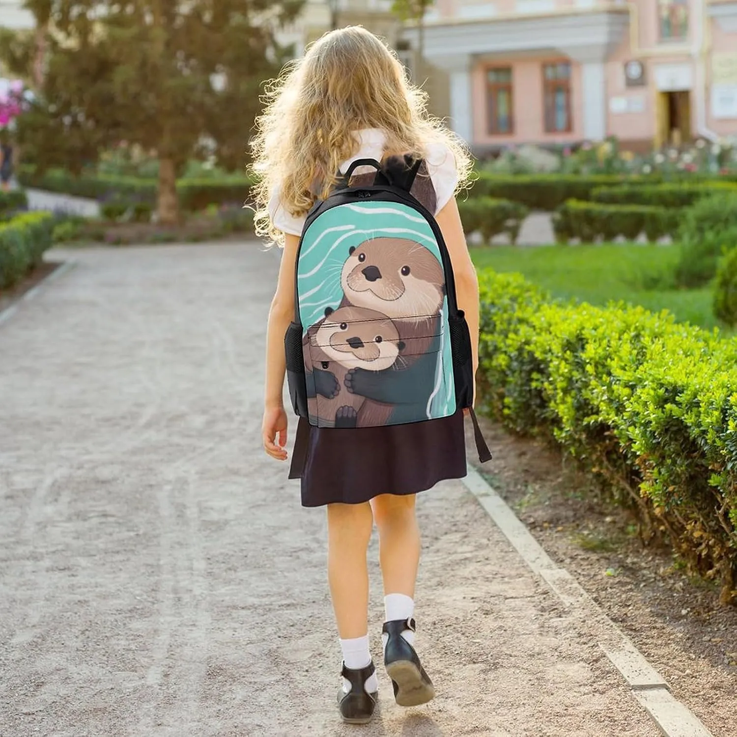 Men Women Polyester Cute Otter Lovers Art Casual Daypack Large Capacity Carry On Bag With Adjustable Shoulder Straps for Camping Work Running