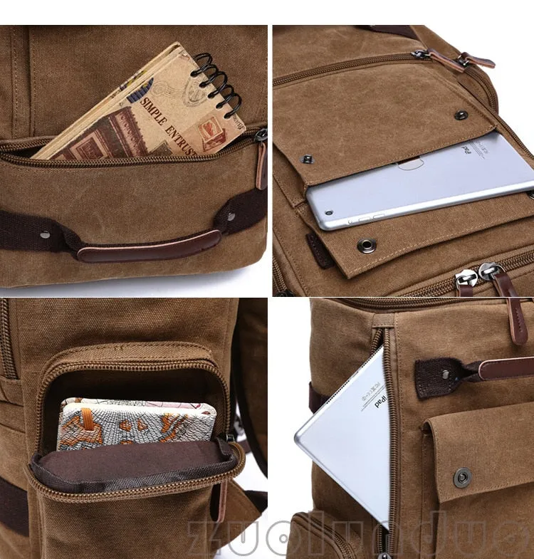 Men's Backpack Vintage Canvas Backpack School Bag Men's Travel Bags Large Capacity Backpack  Laptop Backpack Bag High Qualit