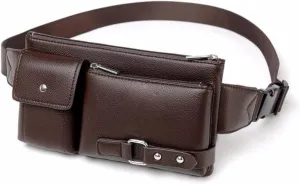 Men's Leather Sling Bag,Chest Shoulder Backpack, Water waterproof Crossbody Bag (#01 Brown)