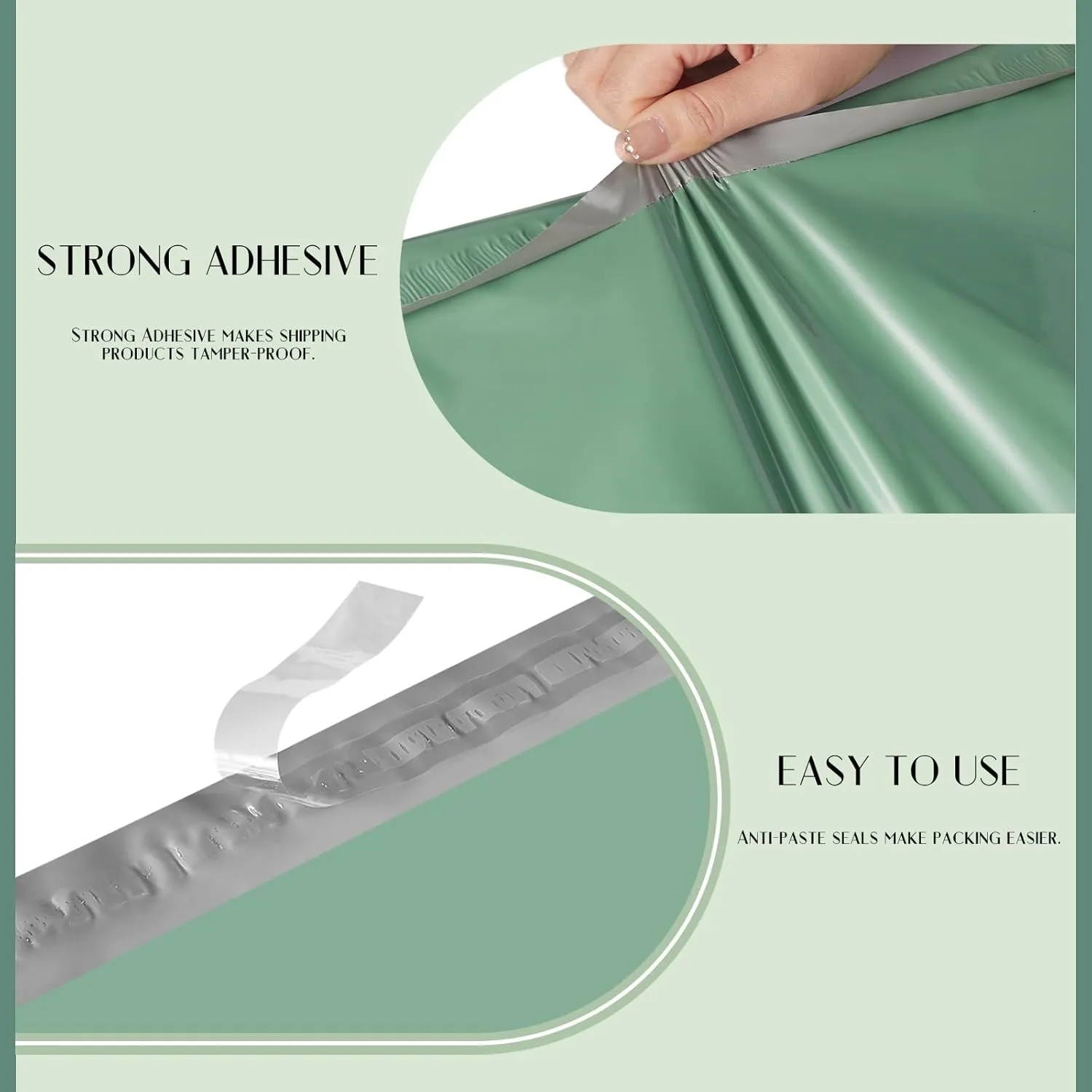 Metronic Large Poly Mailers 14.5x19 50PC, Waterproof Shipping Bags for Clothing, Tear-resistant Shipping Supplies for Small Business, Strong Ahensive Self Seal Mailing envelopes in Grayed Jade Green