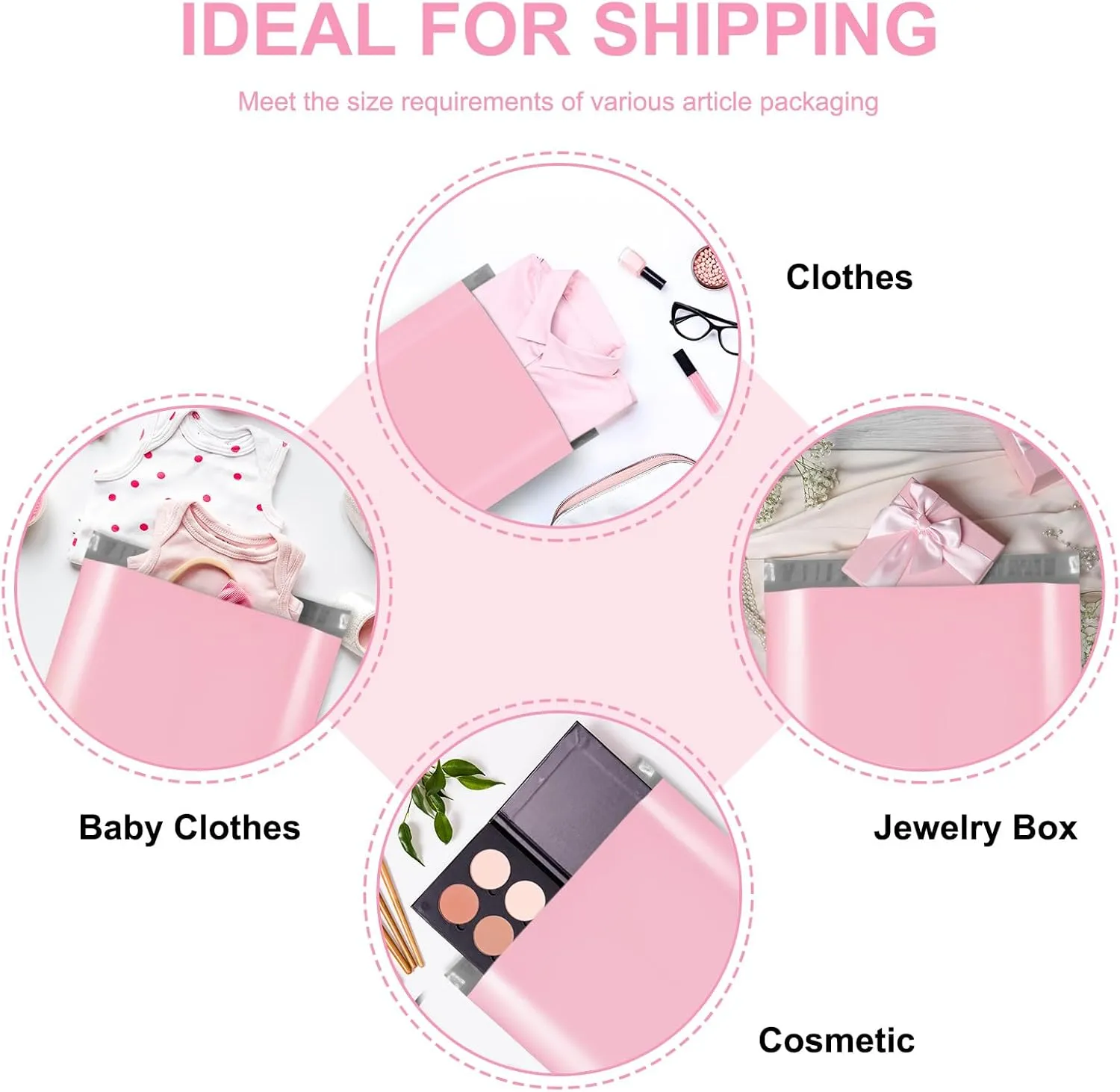 Metronic Poly Mailers 10X13 100 Pack, Strong Adhesive Shipping Envelopes for Clothing, Medium Shipping Bags for Small Businesses, Waterproof Mailers Poly Bags, Packages Bags Light Pink