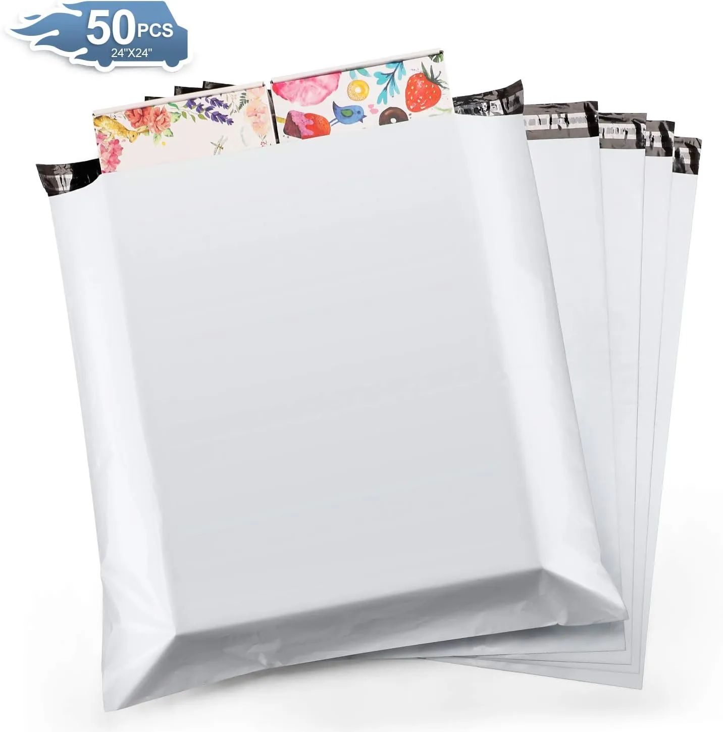 Metronic Poly Mailers 24×24 50 Pcs Large Shipping Bags for Clothes Plastic Mailers Strong Self Seal Adhesive Shipping Envelopes for Small Business Tear-resistant Mailer Bags Mailing Envelopes White