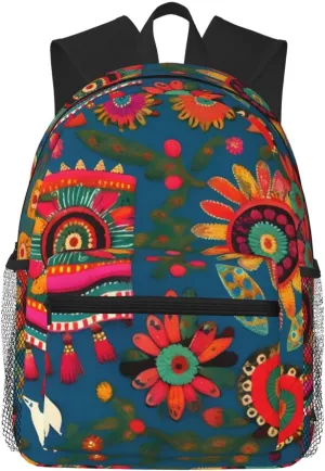 Mexican Folk Art Boho Business Laptop Backpack For Men,Travel Backpack College Backpacks for 15.7 Inch