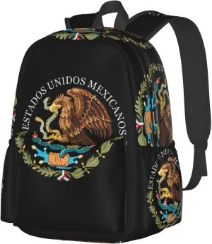 Mexico Coat Of Arms Laptop Backpack Work Travel Backpacks Business Rucksack Casual Outdoor Daypack with Adjustable Strap Bags for Sports Office Gym Hiking
