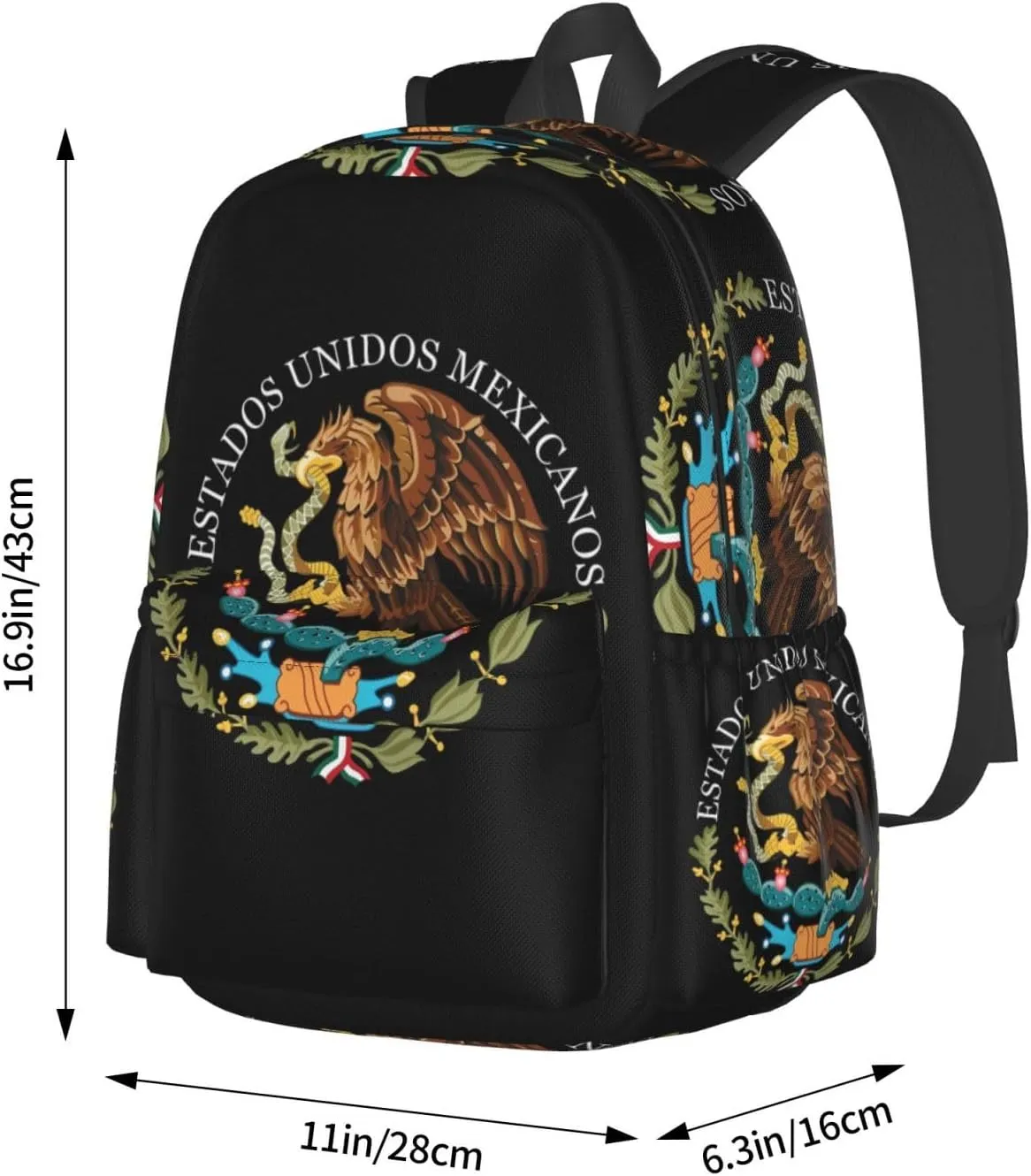 Mexico Coat Of Arms Laptop Backpack Work Travel Backpacks Business Rucksack Casual Outdoor Daypack with Adjustable Strap Bags for Sports Office Gym Hiking
