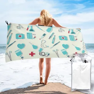 Microfiber Oversized Beach Towels, Medical Nurse Beach Bath Towels, Absorbent Quick Dry Sand Free Pool/Swimming/Bath Towels for Sports Gym Travel Shower Bathroom Beach Accessories 27.5"x55"