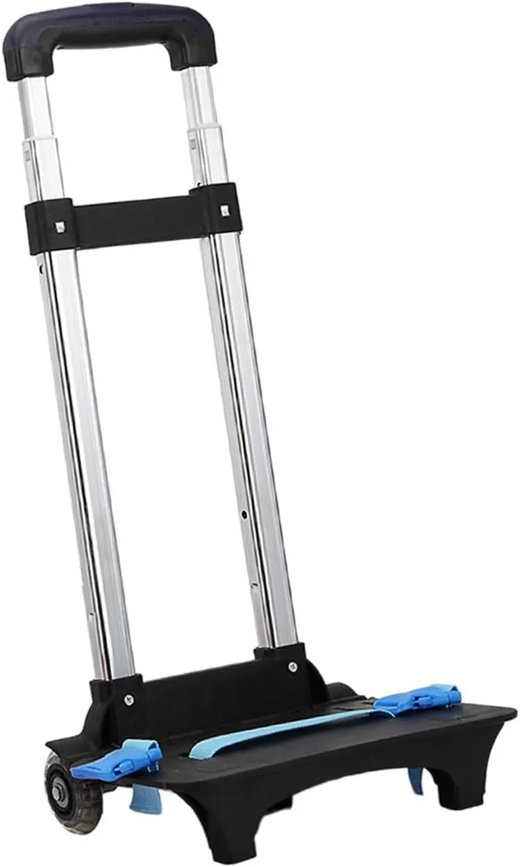 Milageto Backpack Trolley Backpack Hand Truck Portable Foldable Compact Wheeled Cart Folding Trolley Cart for Camping Travel Shopping, 2 Wheel Dark Blue