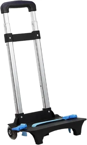 Milageto Backpack Trolley Backpack Hand Truck Portable Foldable Compact Wheeled Cart Folding Trolley Cart for Camping Travel Shopping, 2 Wheel Dark Blue