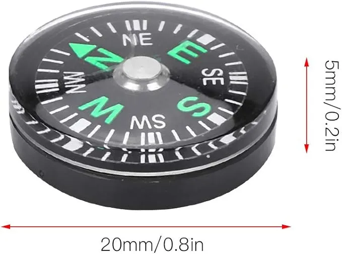 Mini Survival Compass, 12pcs Black Outdoor Camping Hiking Pocket Button Compass with Oil Liquid Filled Military Navigation Tool Professional Field Compasses for Kids Emergency Kits Boating Touring