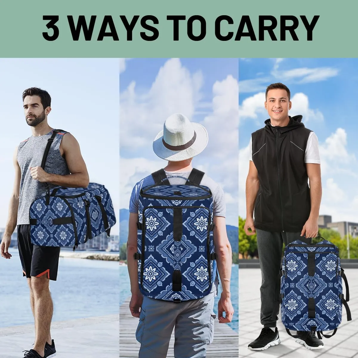 Modern Floral Geometric Travel Backpack Carry On Flight Approved for Women Men, 18.9 Inch Large Vintage Airline Approved Luggage Weekender Backpacks