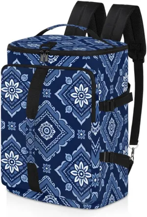 Modern Floral Geometric Travel Backpack Carry On Flight Approved for Women Men, 18.9 Inch Large Vintage Airline Approved Luggage Weekender Backpacks
