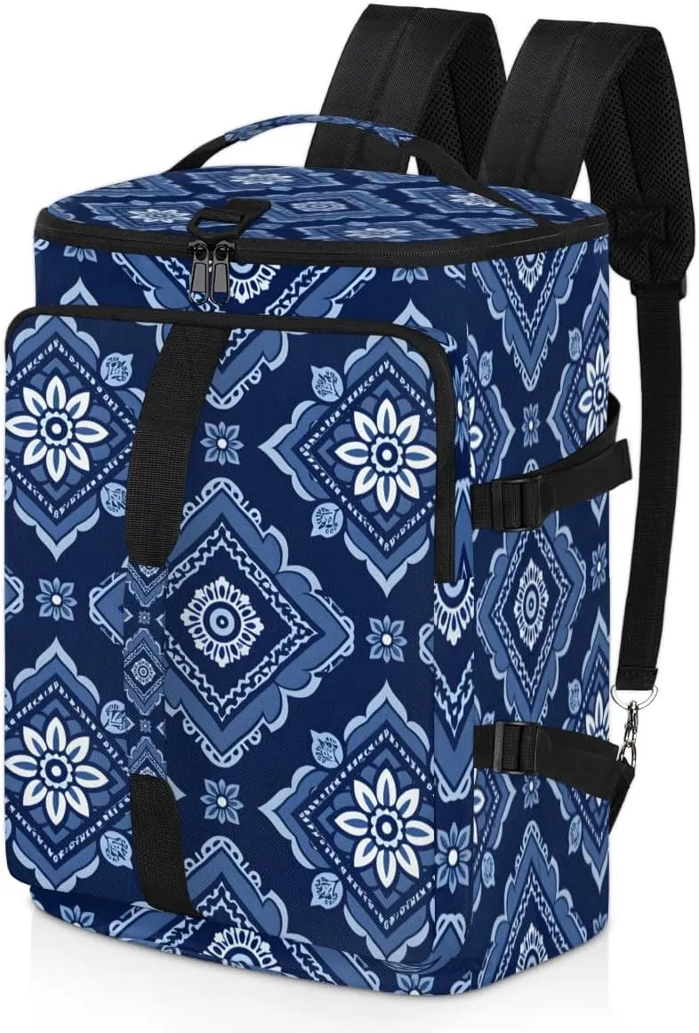 Modern Floral Geometric Travel Backpack Carry On Flight Approved for Women Men, 18.9 Inch Large Vintage Airline Approved Luggage Weekender Backpacks