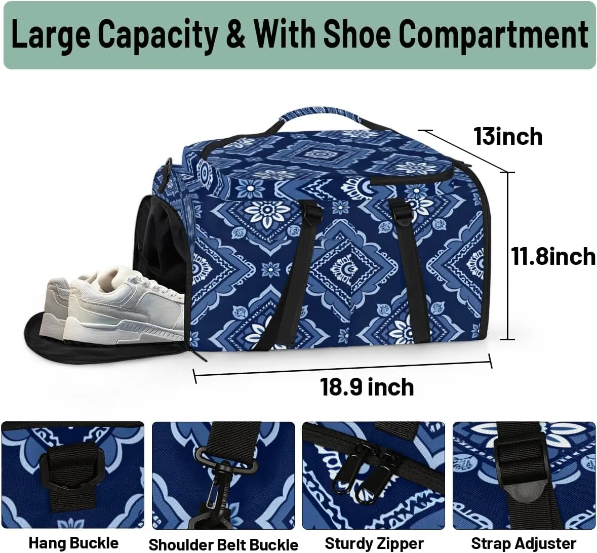 Modern Floral Geometric Travel Backpack Carry On Flight Approved for Women Men, 18.9 Inch Large Vintage Airline Approved Luggage Weekender Backpacks