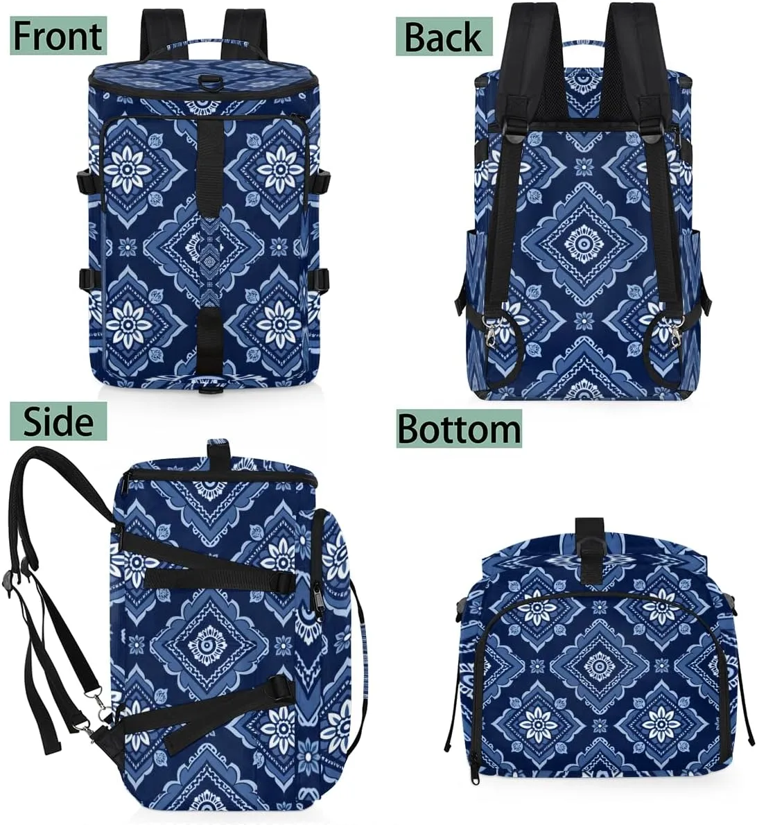 Modern Floral Geometric Travel Backpack Carry On Flight Approved for Women Men, 18.9 Inch Large Vintage Airline Approved Luggage Weekender Backpacks