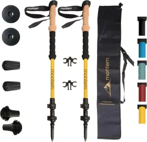 Montem Ultra Light 100% Carbon Fiber Trekking, Walking, and Hiking Poles - One Pair (2 Poles) - Ultra Light, Quick Locking, Foldable, Weather-Resistant and Ultra Durable (Summit Gold (Complete Set))