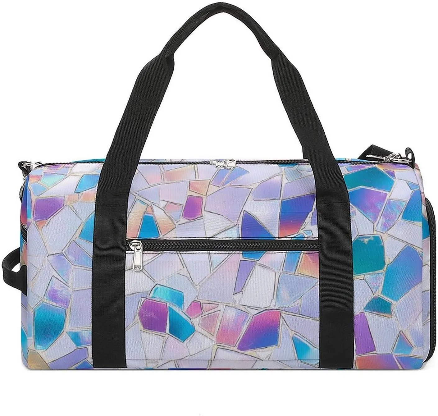 Mosaic Glass Shards Iridescent Unisex Gym Bag Waterproof Sports Duffels Travel Gear With Laundry Shoe Compartment