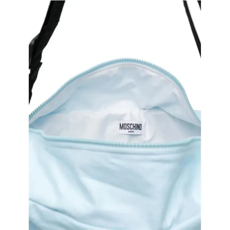 Moschino Baby - Diaper Bag With Changing Bear Logo Print, Light Blue