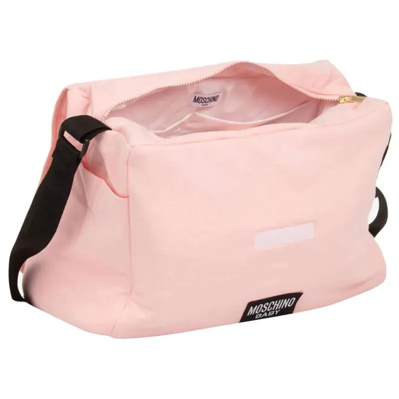 Moschino Baby - Diaper Bag With Changing Mt Bear Logo Print, Pink