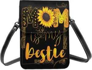 Mother's Day Floral Hearts Leather Crossbody Cell Phone Purse Small Wallet Bags Adjustable Phone Bag for Women