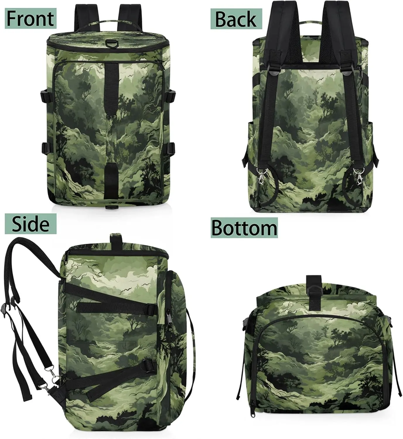 Mountain Camo Gym Bags for Men Women Sports Backpack with Shoe Compartment 3-in-1 Tactical Duffle Bag for Overnight Weekender Travel