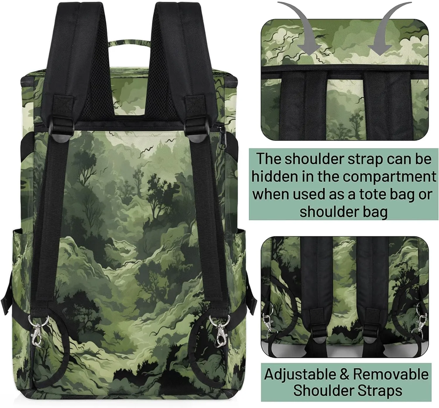 Mountain Camo Gym Bags for Men Women Sports Backpack with Shoe Compartment 3-in-1 Tactical Duffle Bag for Overnight Weekender Travel