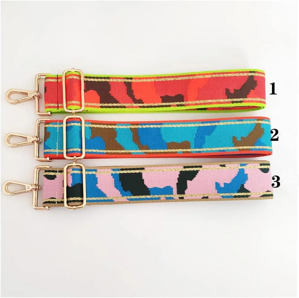 Multicolor Camouflage Wide Purse Strap Adjustable Handbag Strap Replacement Shoulder Crossbody Strap 75-130cm