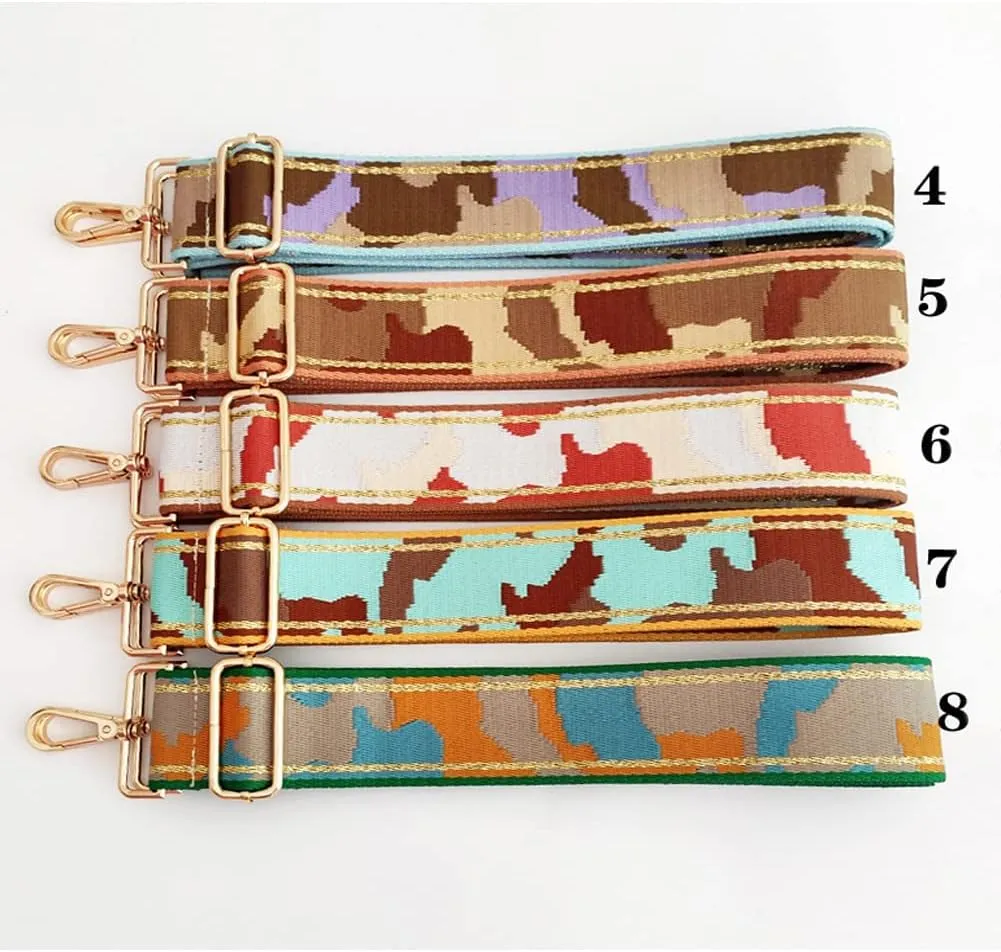 Multicolor Camouflage Wide Purse Strap Adjustable Handbag Strap Replacement Shoulder Crossbody Strap 75-130cm