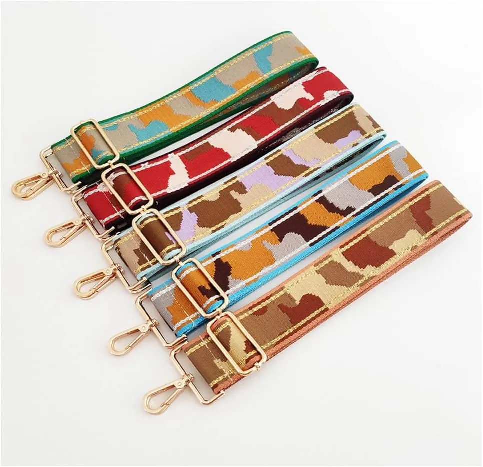 Multicolor Camouflage Wide Purse Strap Adjustable Handbag Strap Replacement Shoulder Crossbody Strap 75-130cm