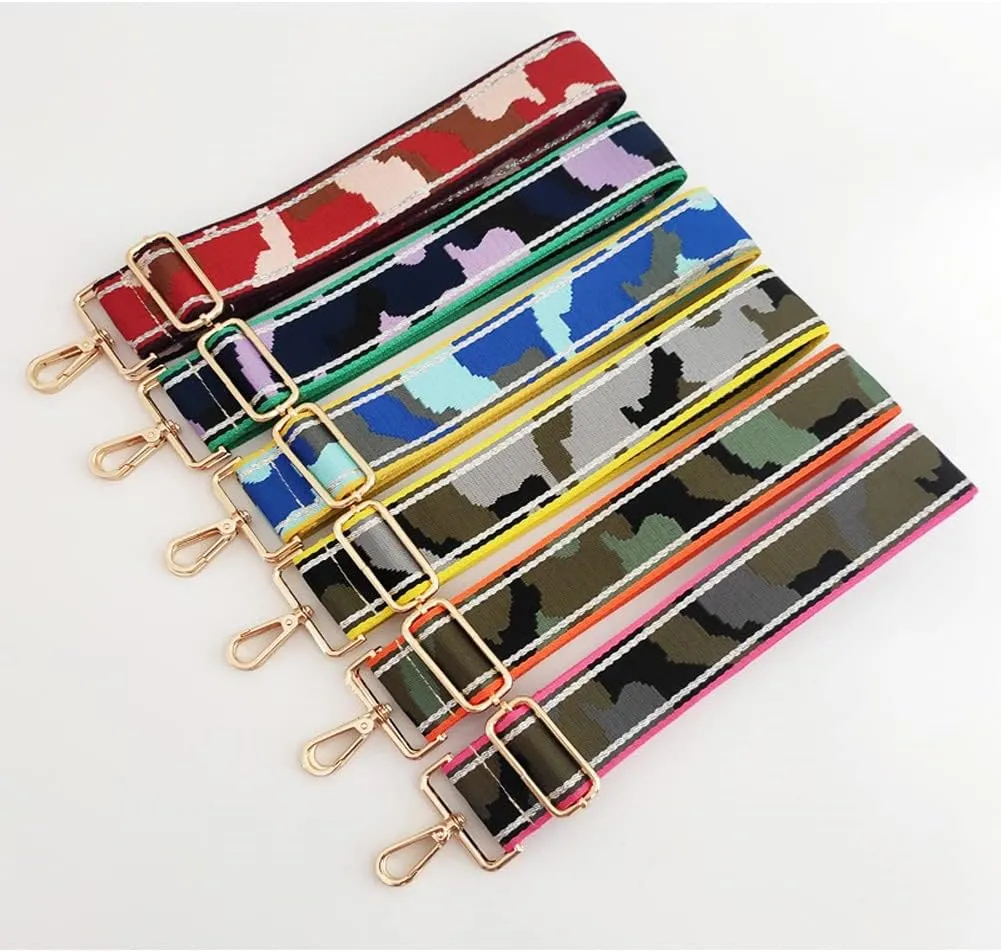Multicolor Camouflage Wide Purse Strap Adjustable Handbag Strap Replacement Shoulder Crossbody Strap 75-130cm